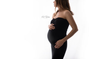 pregnant woman wearing black dress